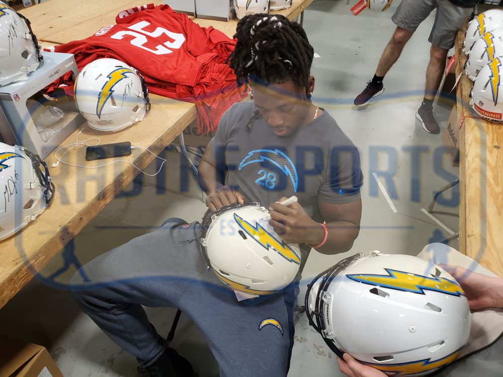 Melvin Gordon Signed Los Angeles Chargers Speed Authentic NFL Helmet Melvin Gordon Helmet melvin-gordon-los-angeles-chargers-speed, view 2, supplier stock photo