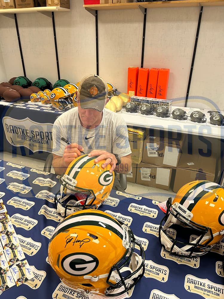 Brett Favre Signed Green Bay Packers Speed Authentic NFL Helmet Brett Favre Helmet brett-favre-green-bay-packers-speed, Green Bay Packers, view 2, supplier stock photo