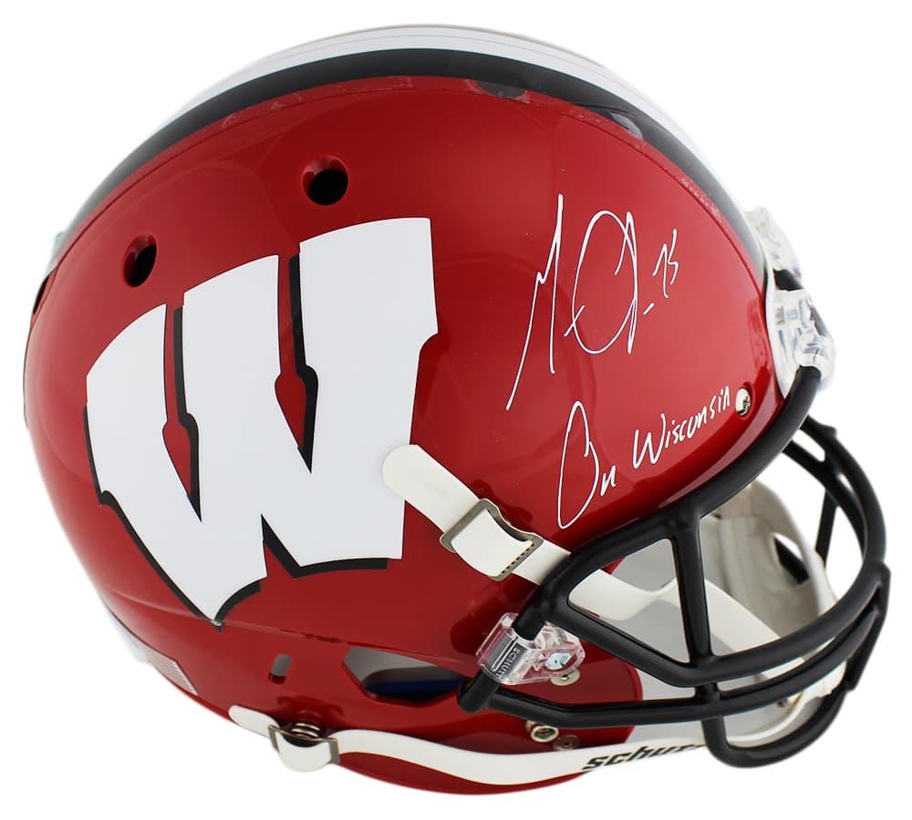 Melvin Gordon Signed Wisconsin Badgers Schutt Full Size Red & Black NCAA Helmet with “On Wisconsin” Inscription Melvin Gordon Helmet melvin-gordon-wisconsin-badgers-schutt-full, Wisconsin Badgers, supplier stock photo