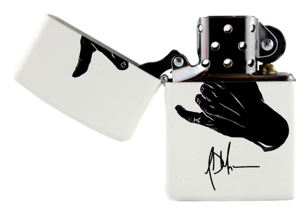 Jeffrey Dean Morgan Exclusive Zippo Lighter White Matte with Black Logo Jeffrey Dean Morgan Other jeffrey-dean-morgan-zippo-lighter-white, view 2, supplier stock photo