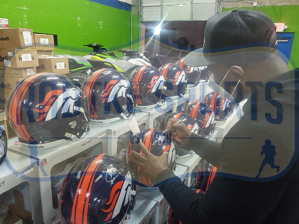 Terrell Davis Signed Denver Broncos Speed Authentic NFL Helmet With “Bronco 4 Life” Inscription Terrell Davis Helmet terrell-davis-denver-broncos-speed-nfl, Denver Broncos, view 2, supplier stock photo
