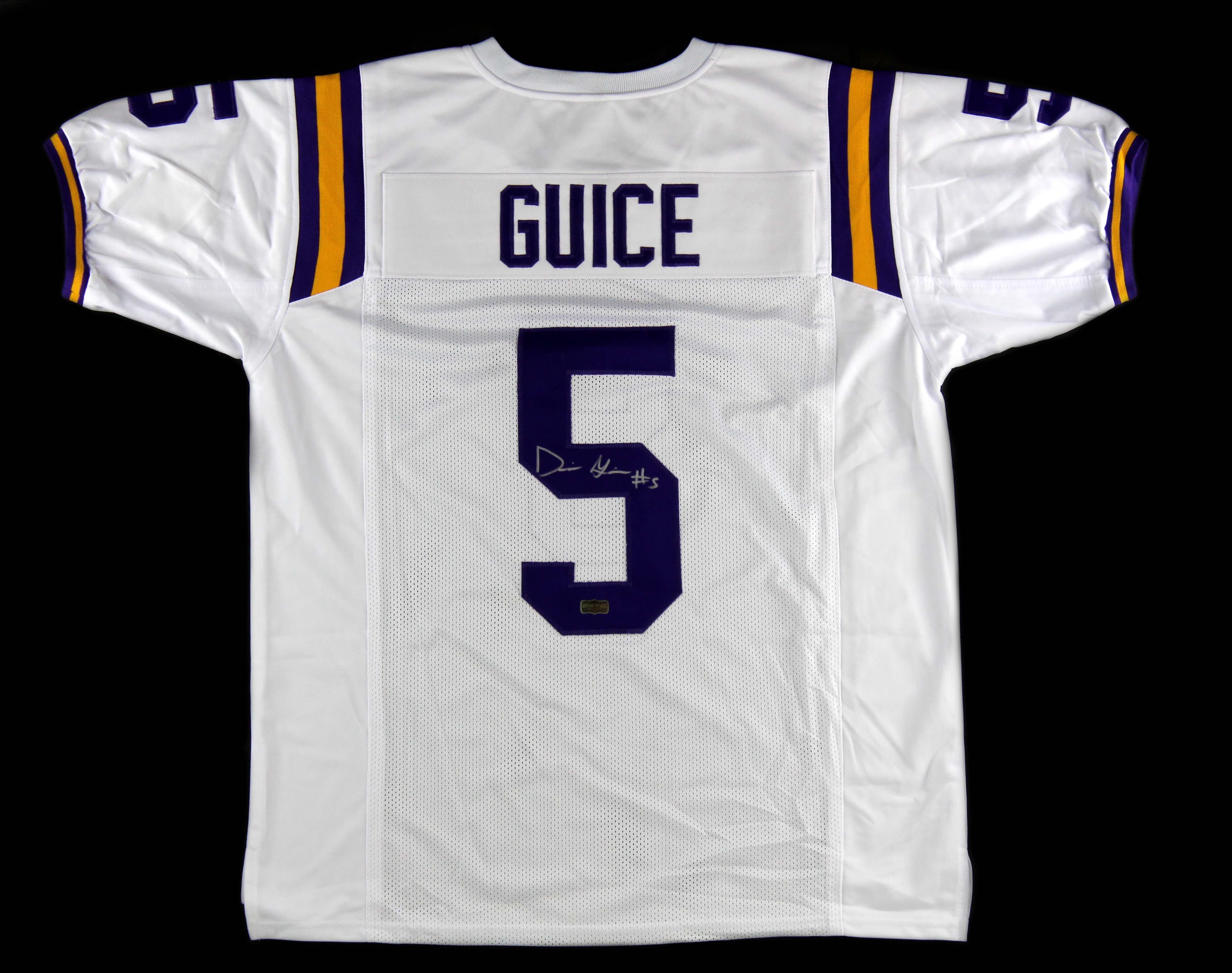 Derrius Guice Signed LSU White Custom Jersey Derrius Guice Jersey derrius-guice-lsu-white, LSU Tigers, supplier stock photo