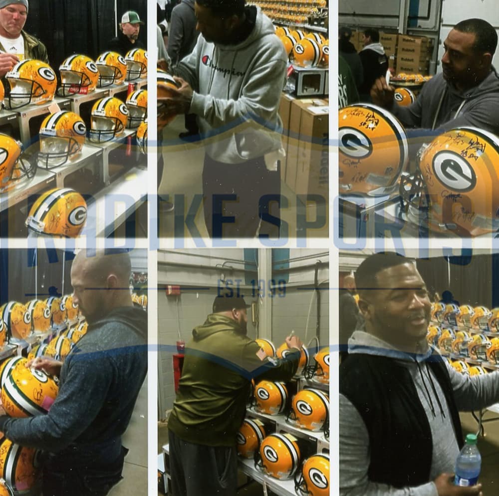 Super Bowl XXXI (31) Team Signed Green Bay Packers Authentic NFL Helmet with 23 Signatures Helmet super-bowl-xxxi-31-team-green, Green Bay Packers, view 6, supplier stock photo