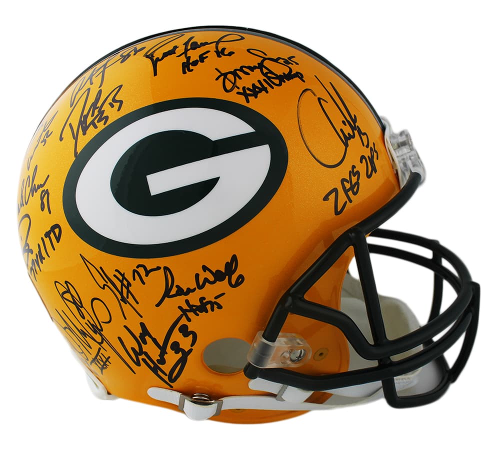 Super Bowl XXXI (31) Team Signed Green Bay Packers Authentic NFL Helmet with 23 Signatures Helmet super-bowl-xxxi-31-team-green, Green Bay Packers, supplier stock photo