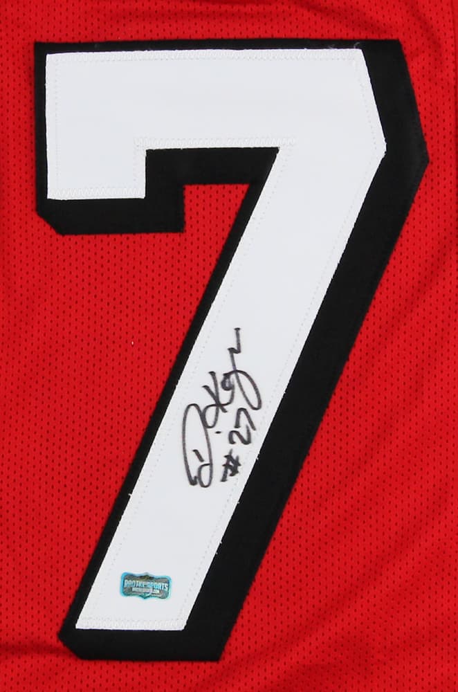 Damontae Kazee Signed Atlanta Custom Red Jersey Damontae Kazee Jersey damontae-kazee-atlanta-red, view 2, supplier stock photo