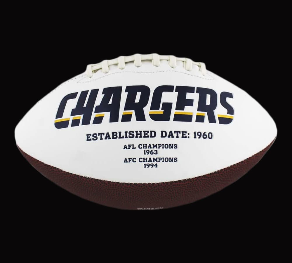 Melvin Gordon Signed Los Angeles Chargers Embroidered NFL Football with “Bolt Up” Inscription Melvin Gordon Ball melvin-gordon-los-angeles-chargers-embroidered, view 3, supplier stock photo