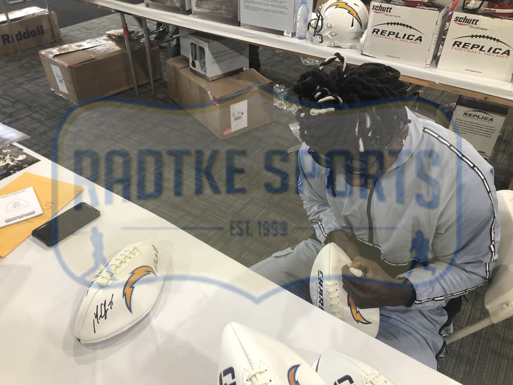 Melvin Gordon Signed Los Angeles Chargers Embroidered NFL Football with “Bolt Up” Inscription Melvin Gordon Ball melvin-gordon-los-angeles-chargers-embroidered, view 4, supplier stock photo
