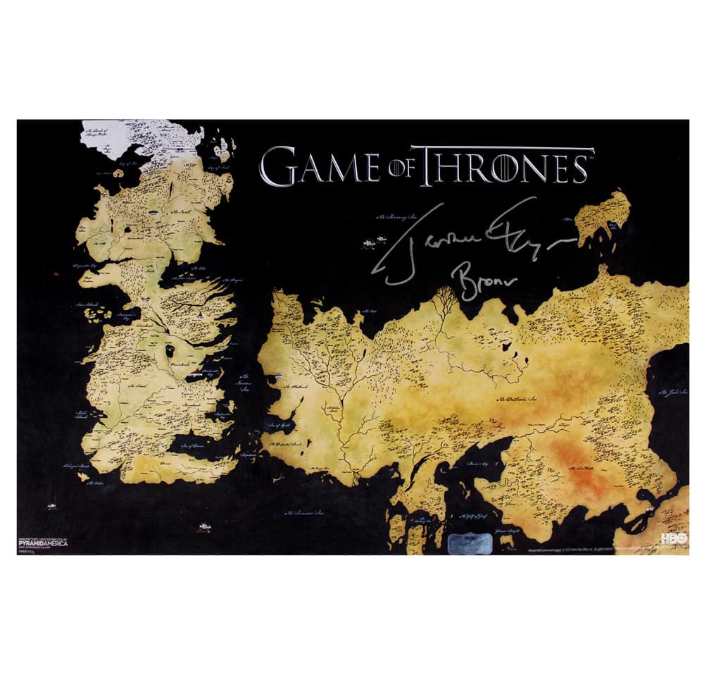 Jerome Flynn Signed Game of Thrones Westeros Map Unframed 11×17 Photo with “Bronn” Inscription Jerome Flynn Photo 11x17-jerome-flynn-game-thrones-westeros-map, supplier stock photo