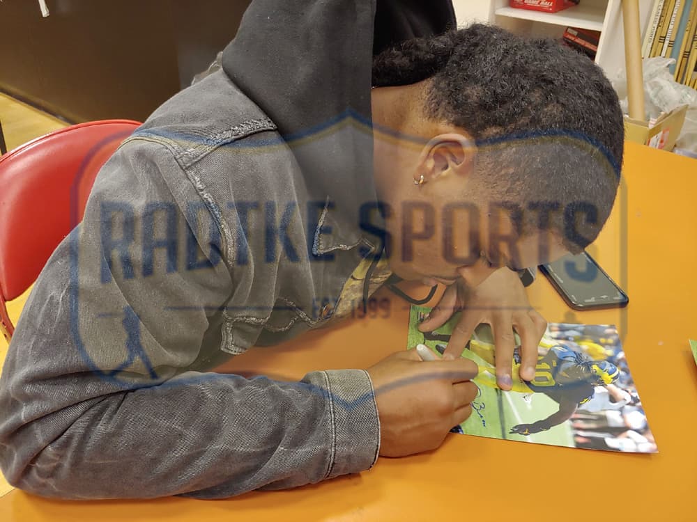 Devin Bush Signed Michigan Wolverines 8×10 Photo-Running-With “Go Blue” Inscription Devin Bush Photo 8x10-devin-bush-michigan-wolverines-8-10, Michigan Wolverines, view 2, supplier stock photo
