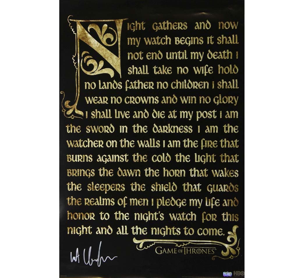 Kit Harington Signed Game of Thrones Night’s Watch Oath 24×36 Poster Kit Harington Other 24x36-kit-harington-game-thrones-nights-watch, supplier stock photo
