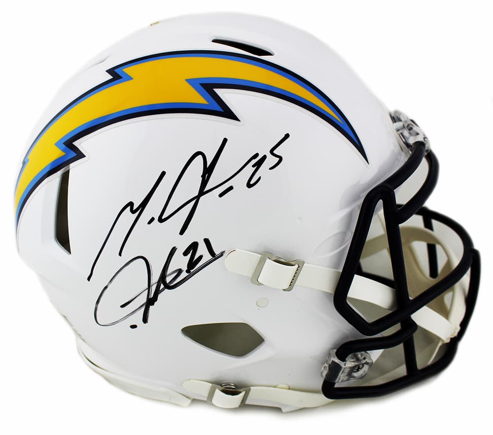 Melvin Gordon & LaDainian Tomlinson Signed Los Angeles Chargers Speed Authentic NFL Helmet Melvin Gordon Helmet melvin-gordon-ladainian-tomlinson-los-angeles, supplier stock photo
