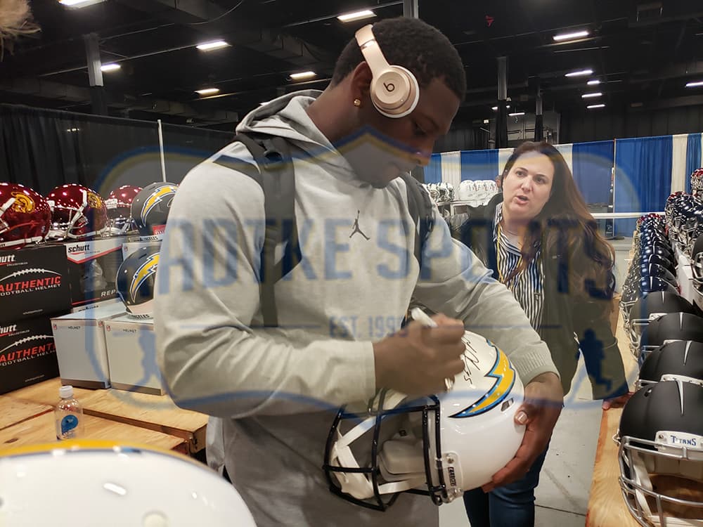 Melvin Gordon & LaDainian Tomlinson Signed Los Angeles Chargers Speed Authentic NFL Helmet Melvin Gordon Helmet melvin-gordon-ladainian-tomlinson-los-angeles, view 2, supplier stock photo