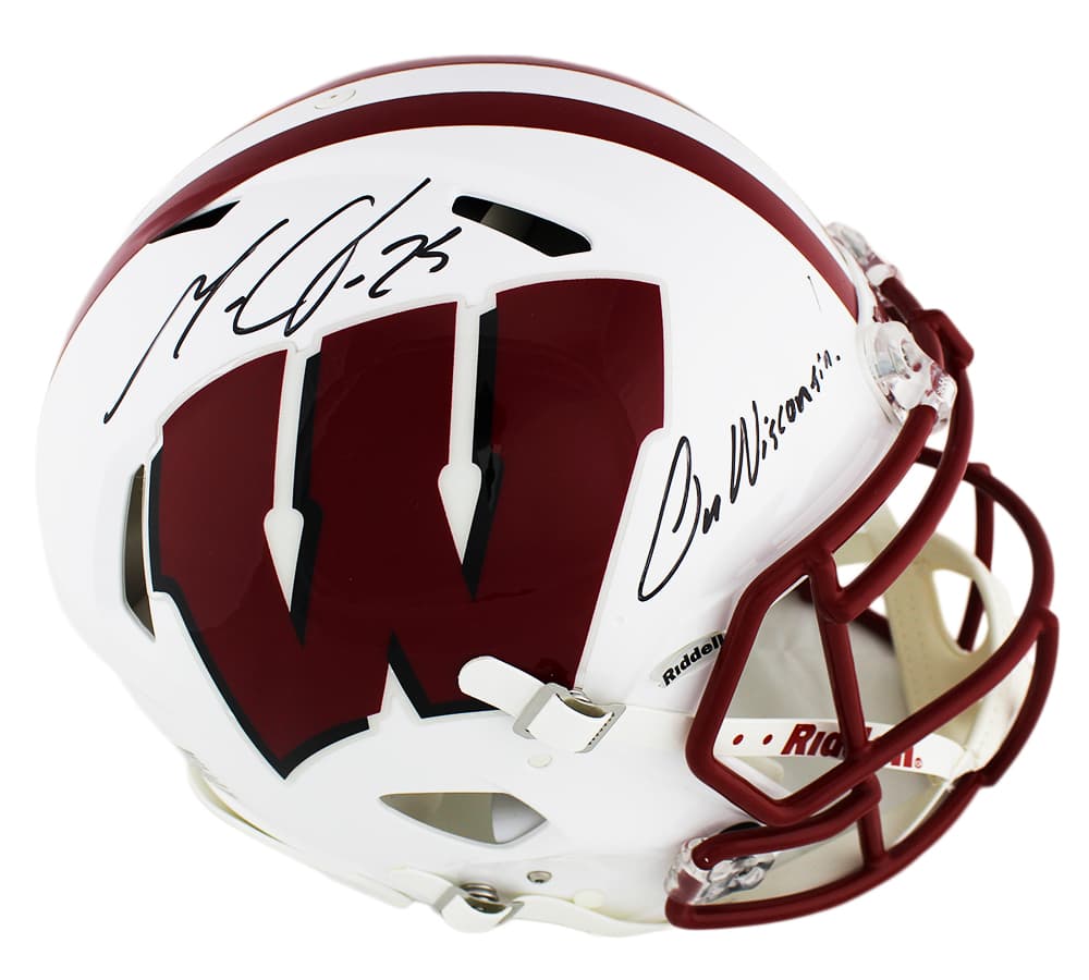 Melvin Gordon Signed Wisconsin Badgers Speed Authentic NCAA Helmet with “On Wisconsin” Inscription Melvin Gordon Helmet melvin-gordon-wisconsin-badgers-speed-ncaa, Wisconsin Badgers, supplier stock photo