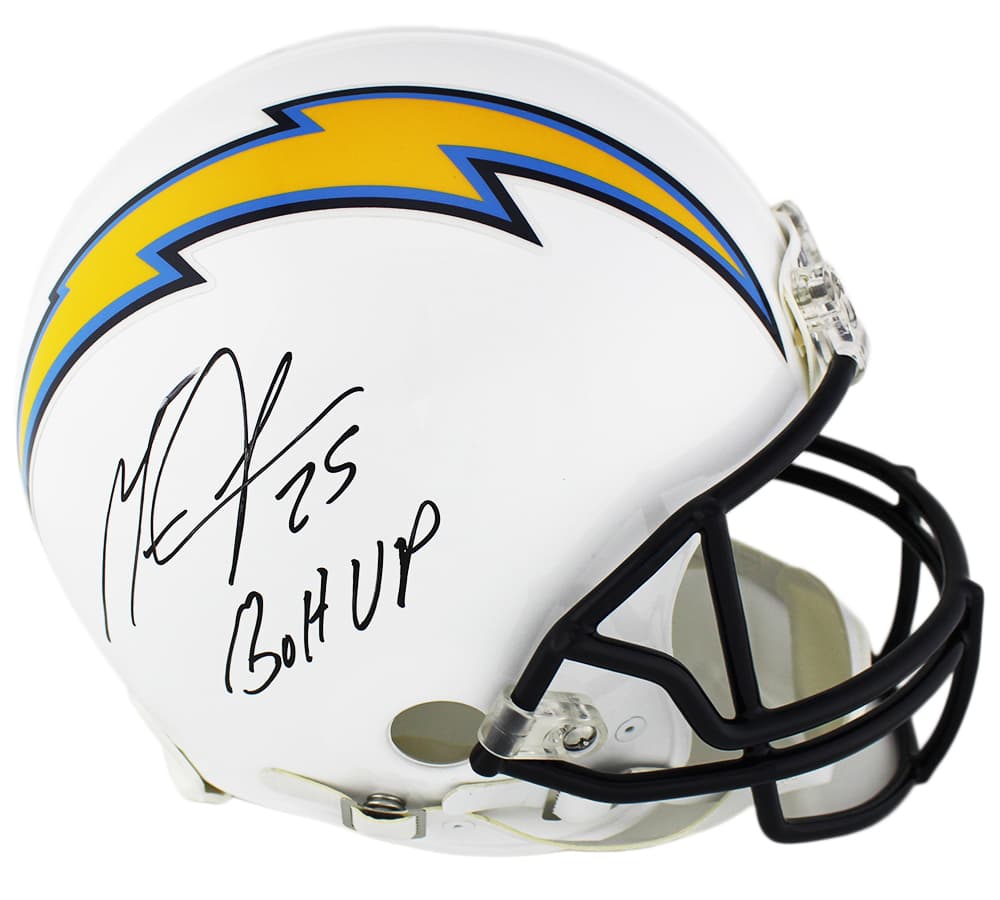 Melvin Gordon Signed Los Angeles Chargers Authentic NFL Helmet with “Bolt Up” Inscription Melvin Gordon Helmet melvin-gordon-los-angeles-chargers-nfl, supplier stock photo