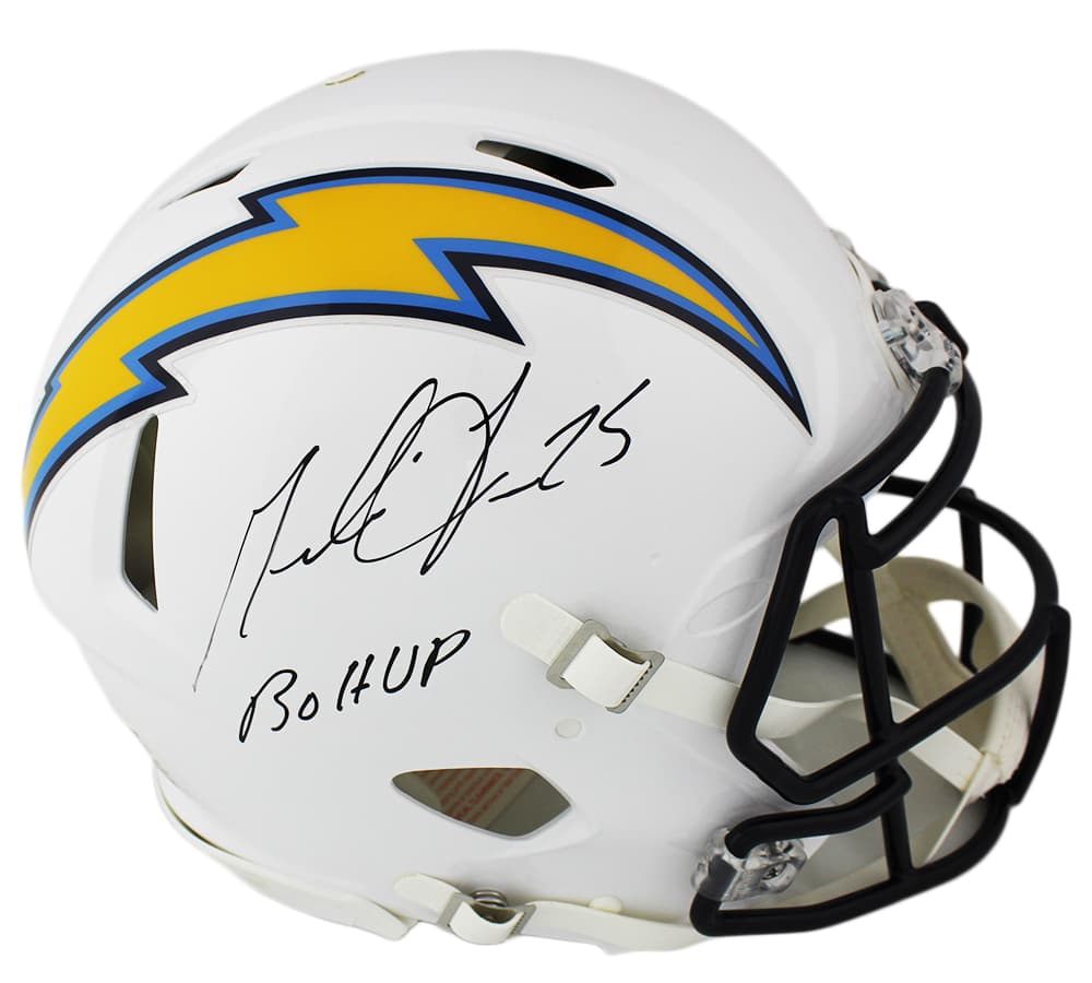 Melvin Gordon Signed Los Angeles Chargers Speed Authentic NFL Helmet with “Bolt Up” Inscription Melvin Gordon Helmet melvin-gordon-los-angeles-chargers-speed, supplier stock photo