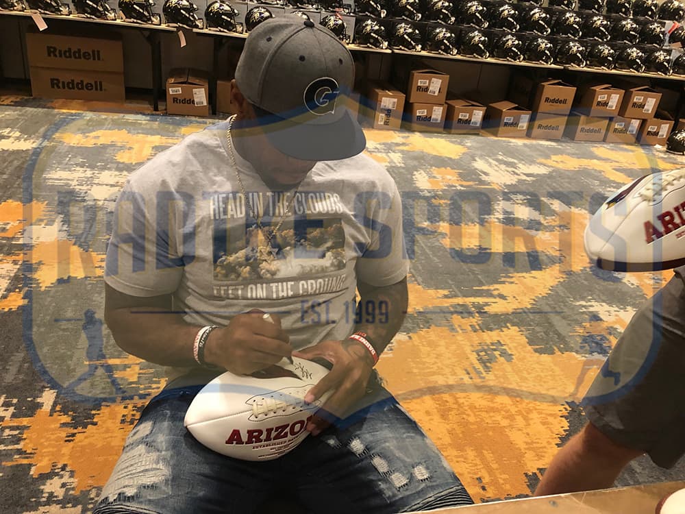 Terrell Suggs Signed Arizona Cardinals Embroidered NFL Football Terrell Suggs Ball terrell-suggs-arizona-cardinals-embroidered-nfl, view 4, supplier stock photo