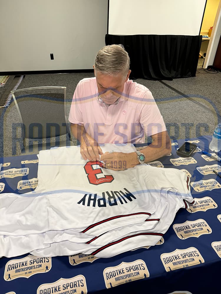 Dale Murphy Signed Atlanta Custom Red Jersey With “82, 83 NL MVP” Inscription Dale Murphy Jersey dale-murphy-atlanta-red-82-83, view 4, supplier stock photo