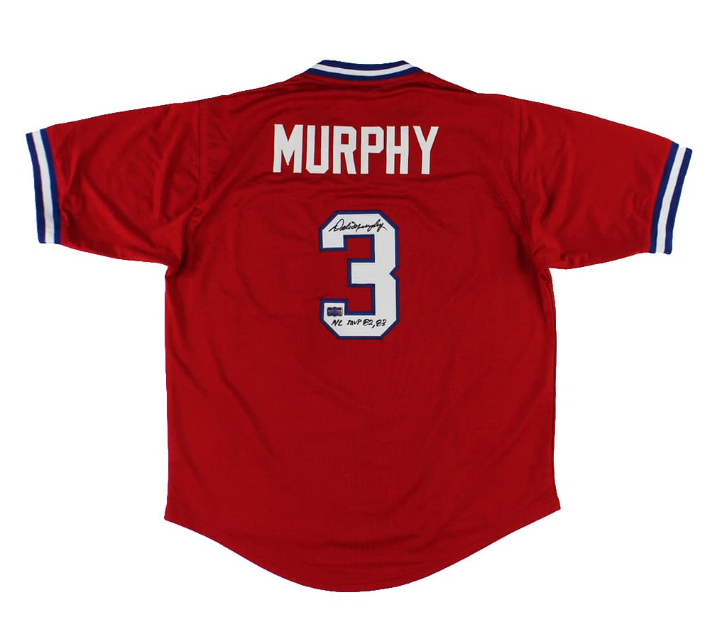 Dale Murphy Signed Atlanta Custom Red Jersey With “82, 83 NL MVP” Inscription Dale Murphy Jersey dale-murphy-atlanta-red-82-83, supplier stock photo