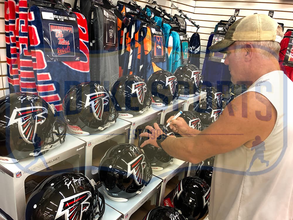 Brett Favre Signed Atlanta Falcons Current Authentic NFL Helmet Brett Favre Helmet brett-favre-atlanta-falcons-current-nfl, Green Bay Packers, view 2, supplier stock photo