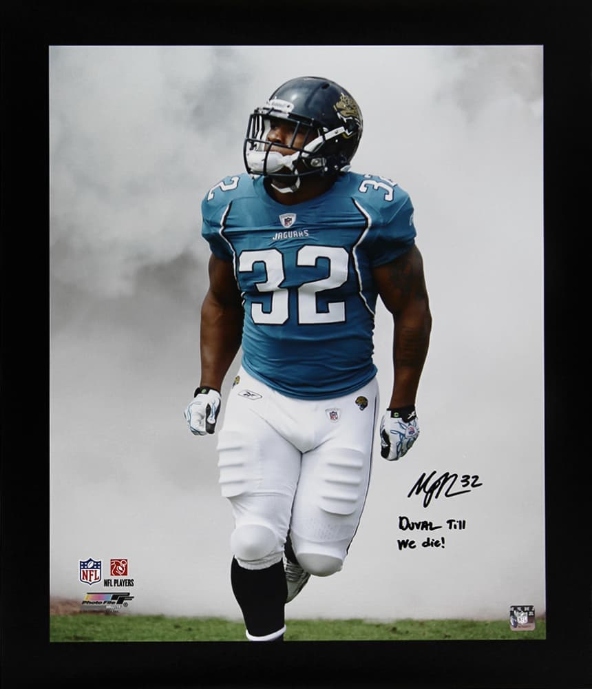 Maurice Jones-Drew Signed Jacksonville Jaguars -Smoke- Rolled Canvas With “Duval Till We Die!” Inscription Maurice Jones-Drew Canvas maurice-jones-drew-jacksonville-jaguars-smoke, supplier stock photo