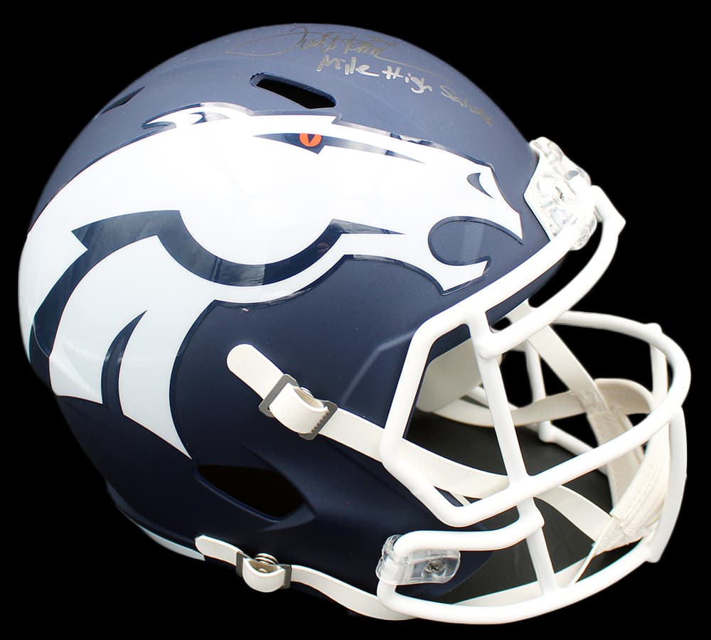 Terrell Davis Signed Denver Broncos Speed Full Size AMP NFL Helmet with “Mile High Salute” Inscription Terrell Davis Helmet terrell-davis-denver-broncos-speed-full, Denver Broncos, view 2, supplier stock photo