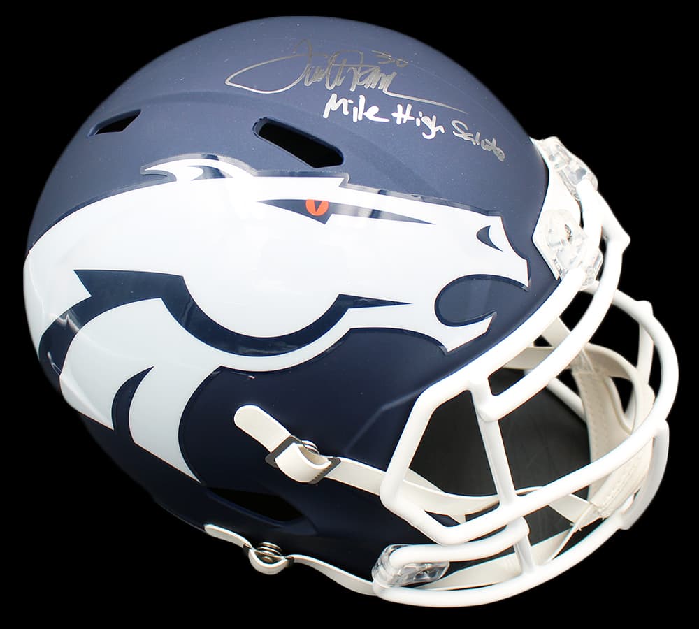 Terrell Davis Signed Denver Broncos Speed Full Size AMP NFL Helmet with “Mile High Salute” Inscription Terrell Davis Helmet terrell-davis-denver-broncos-speed-full, Denver Broncos, supplier stock photo