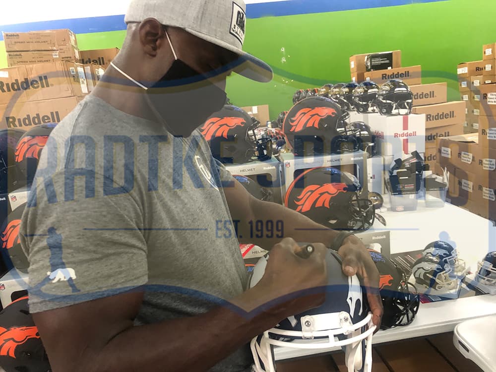 Terrell Davis Signed Denver Broncos Speed Full Size AMP NFL Helmet with “Mile High Salute” Inscription Terrell Davis Helmet terrell-davis-denver-broncos-speed-full, Denver Broncos, view 4, supplier stock photo