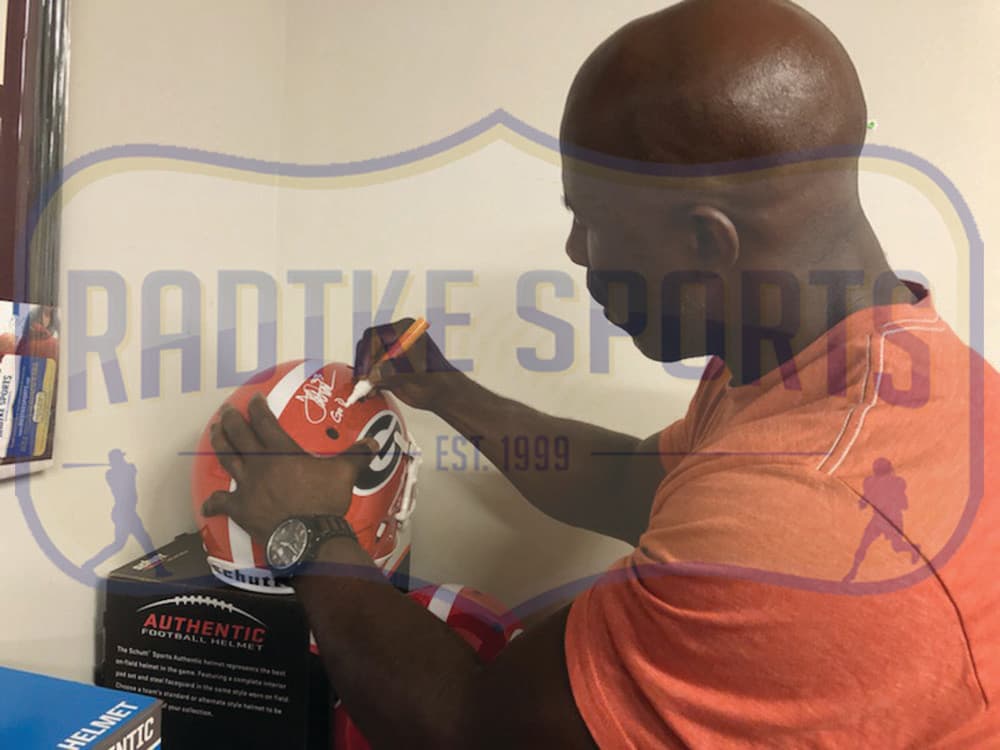 Terrell Davis Signed Georgia Bulldogs Schutt Authentic NCAA Helmet with “Go Dawgs” Inscription Terrell Davis Helmet terrell-davis-georgia-bulldogs-schutt-ncaa, Georgia Bulldogs, view 3, supplier stock photo
