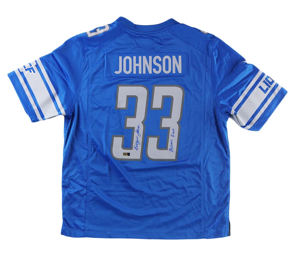 Kerryon Johnson Signed Detroit Lions Nike Limited Blue NFL Jersey with “MoTown’s Finest” Inscription Kerryon Johnson Jersey kerryon-johnson-detroit-lions-nike-limited, supplier stock photo