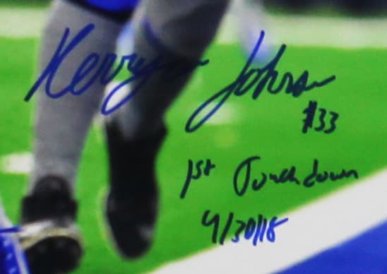 Kerryon Johnson Signed Detroit Lions Unframed 16×20 Diving NFL Photo with “1st Touchdown 9/30/18” Inscription Kerryon Johnson Photo 16x20-kerryon-johnson-detroit-lions-unframed-16, view 2, supplier stock photo