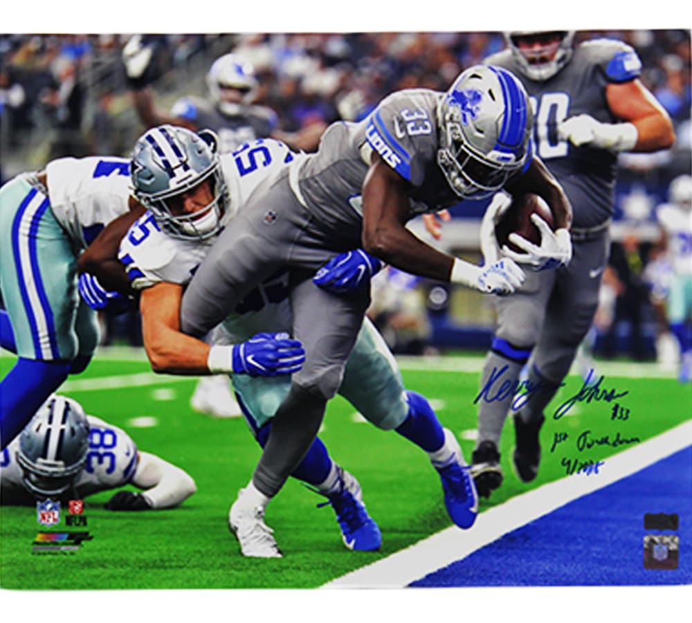 Kerryon Johnson Signed Detroit Lions Unframed 16×20 Diving NFL Photo with “1st Touchdown 9/30/18” Inscription Kerryon Johnson Photo 16x20-kerryon-johnson-detroit-lions-unframed-16, supplier stock photo