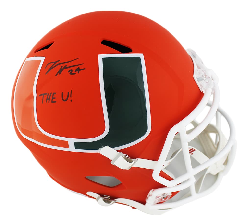 Travis Homer Signed Miami Huricanes Speed Full Size AMP NCAA Helmet with “The U” Inscription Travis Homer Helmet travis-homer-miami-huricanes-speed-full, supplier stock photo