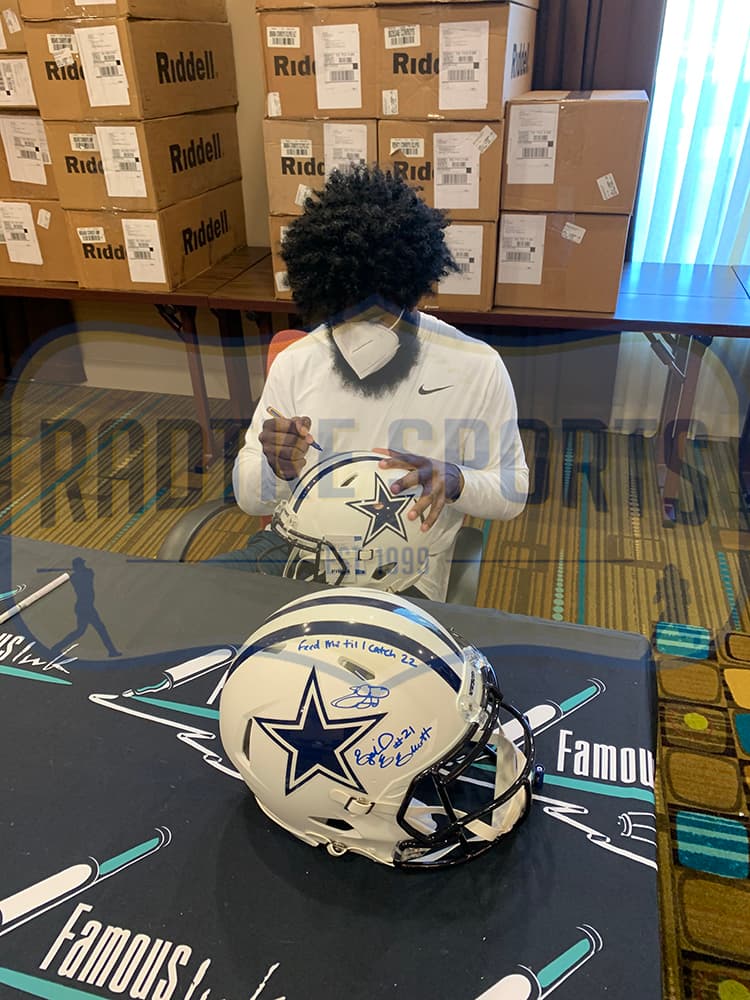 Ezekiel Elliott Signed Dallas Cowboys Speed Full Size White Matte NFL Helmet Ezekiel Elliott Helmet ezekiel-elliott-dallas-cowboys-speed-full, Dallas Cowboys, view 2, supplier stock photo