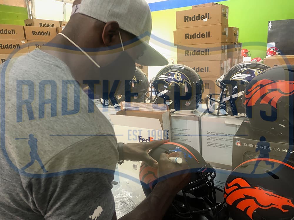 Terrell Davis Signed Denver Broncos Speed Full Size Eclipse NFL Helmet with “SB XXXII MVP” Inscription Terrell Davis Helmet terrell-davis-denver-broncos-speed-full, Denver Broncos, view 3, supplier stock photo