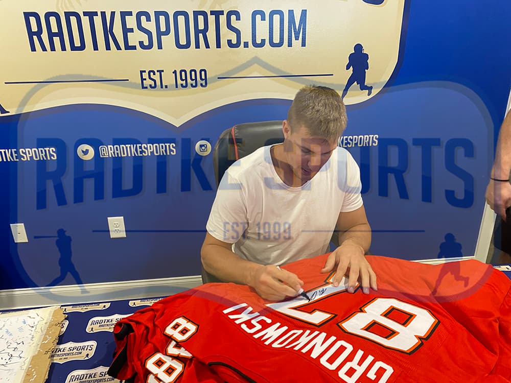 Rob Gronkowski Signed Tampa Bay Custom Red Jersey Rob Gronkowski Jersey rob-gronkowski-tampa-bay-red, view 3, supplier stock photo
