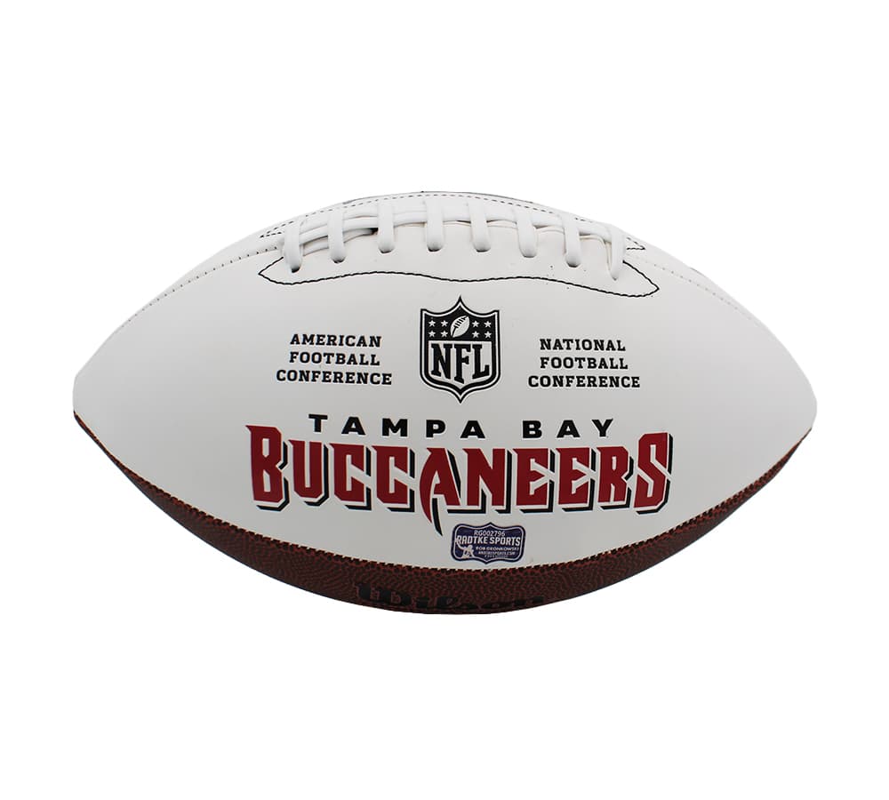 Rob Gronkowski Signed Tampa Bay Buccaneers Embroidered White NFL Football Rob Gronkowski Ball rob-gronkowski-tampa-bay-buccaneers-embroidered, view 3, supplier stock photo