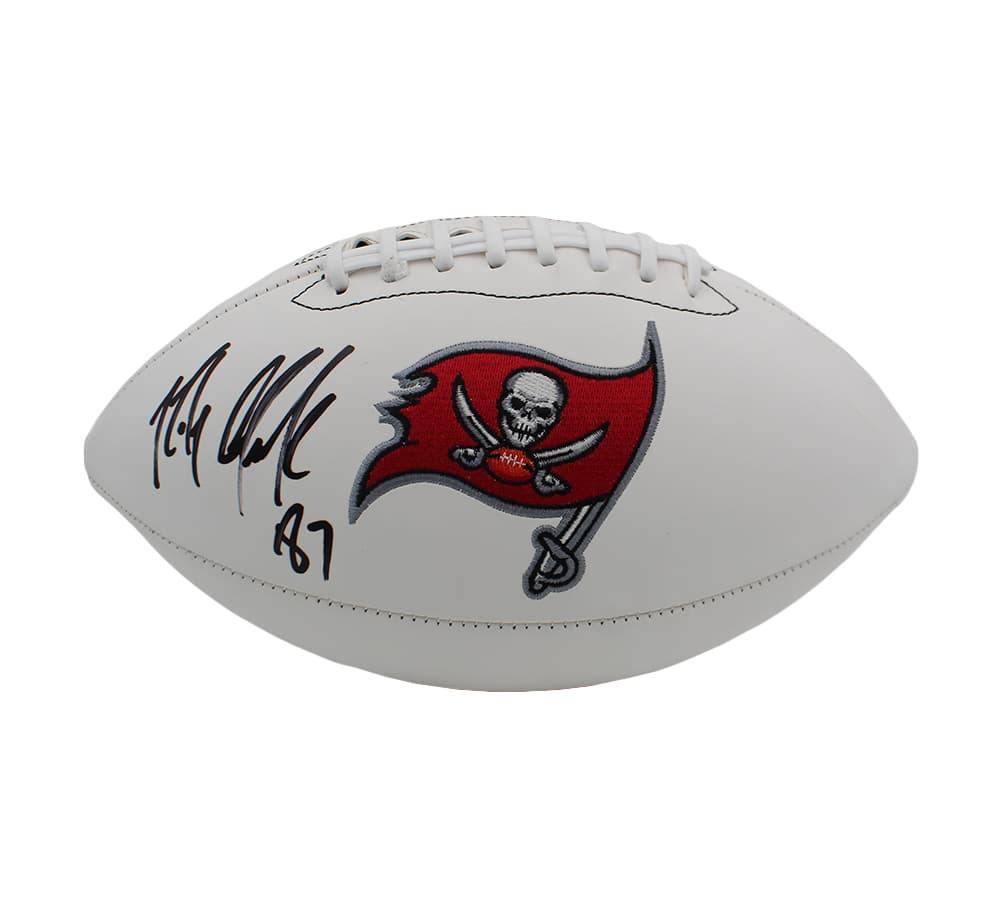 Rob Gronkowski Signed Tampa Bay Buccaneers Embroidered White NFL Football Rob Gronkowski Ball rob-gronkowski-tampa-bay-buccaneers-embroidered, view 2, supplier stock photo