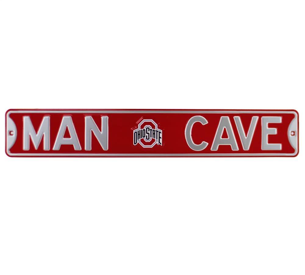 Ohio State Buckeyes “Man Cave” Officially Licensed Authentic Steel 36×6 Red & Silver NCAA Street Sign Other 36x6-ohio-state-buckeyes-man-cave-officially, view 2, supplier stock photo
