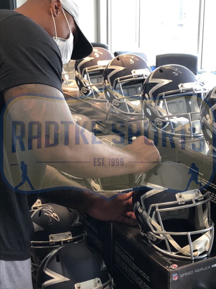 Tyron Smith Signed Dallas Cowboys Speed Authentic AMP NFL Helmet Tyron Smith Helmet tyron-smith-dallas-cowboys-speed-amp, Dallas Cowboys, view 4, supplier stock photo