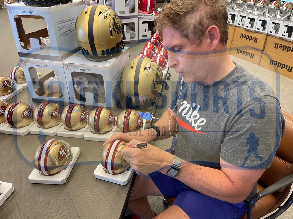 Steve Young Signed San Francisco 49ers Speed NFL Mini Helmet with “HOF 2005” Inscription Steve Young Helmet steve-young-san-francisco-49ers-speed, San Francisco 49ers, view 2, supplier stock photo