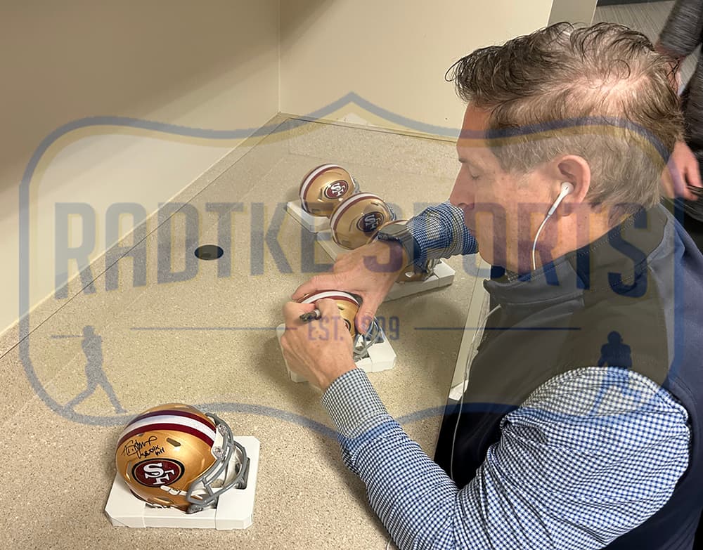 Steve Young Signed San Francisco 49ers Speed NFL Mini Helmet with “SB XXIX MVP” Inscription Steve Young Helmet steve-young-san-francisco-49ers-speed, San Francisco 49ers, view 3, supplier stock photo