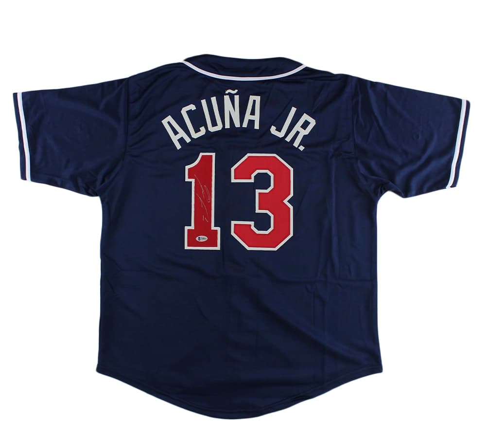 Ronald Acuna Signed Atlanta Custom Navy Jersey Ronald Acuna Jr Jersey ronald-acuna-atlanta-navy, supplier stock photo