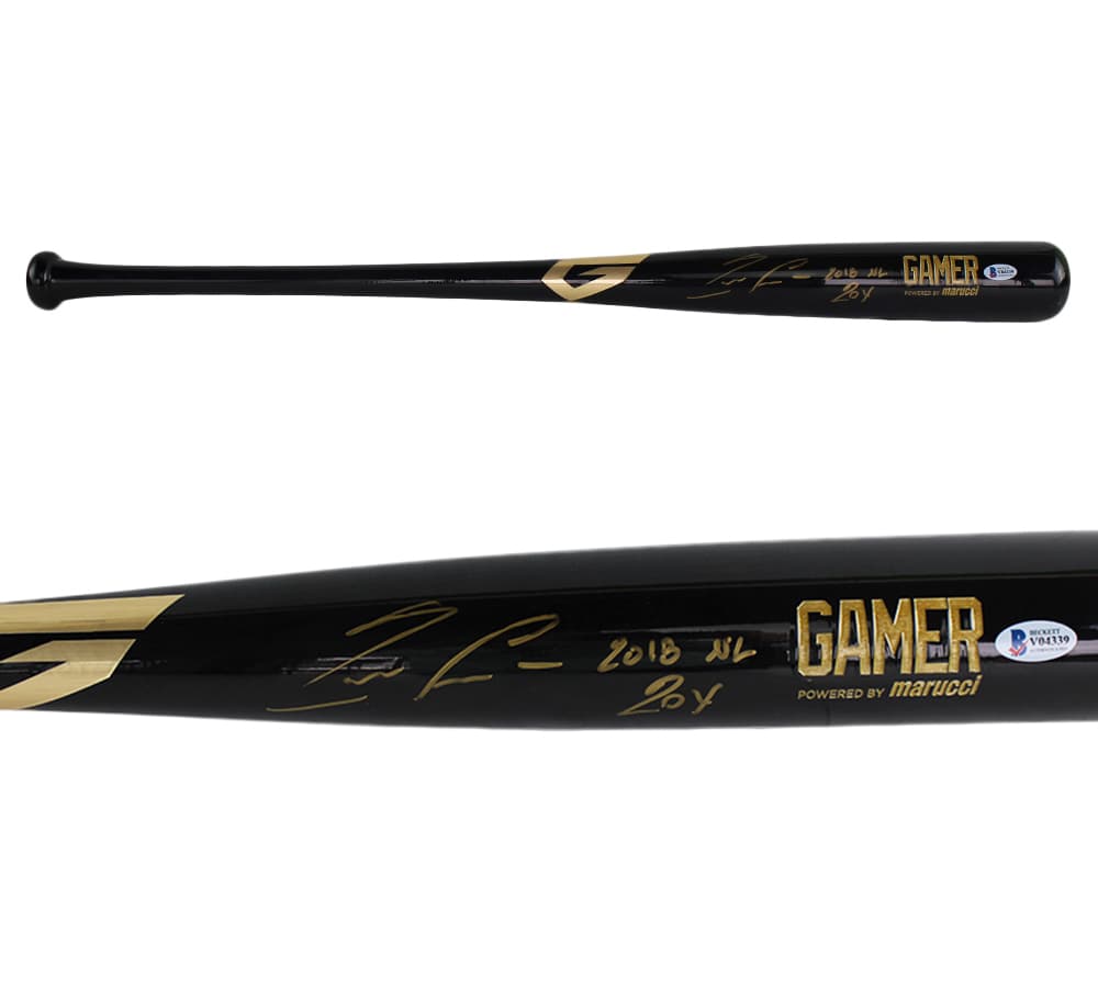 Ronald Acuna Jr Signed Atlanta Braves Marucci Gamer Black MLB Bat with “NL ROY 2018” Inscription Ronald Acuna Jr Bat ronald-acuna-jr-atlanta-braves-marucci, Atlanta Braves, supplier stock photo