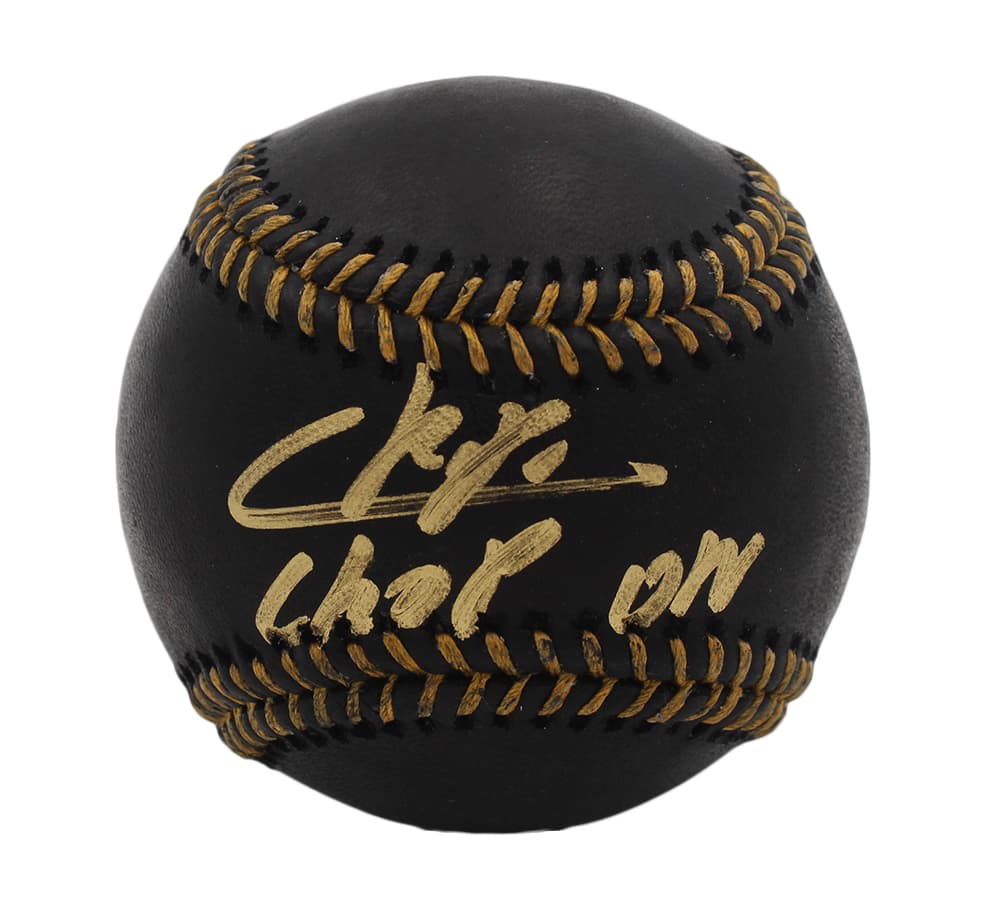 Cristian Pache Signed Atlanta Braves Rawlings Official Major League Black MLB Baseball – with “Chop On” Inscription Cristian Pache Ball cristian-pache-atlanta-braves-rawlings-major, Atlanta Braves, supplier stock photo