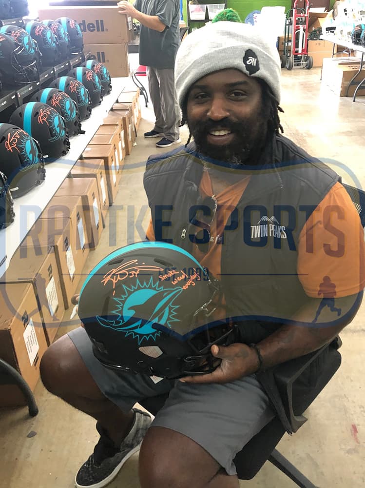 Ricky Williams Signed Miami Dolphins Speed Authentic Eclipse NFL Helmet with “Smoke Weed Everyday!” Inscription Ricky Williams Helmet ricky-williams-miami-dolphins-speed-eclipse, Miami Dolphins, view 2, supplier stock photo