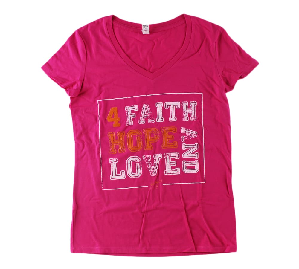 Favre 4 Hope Ladies Hot Pink Faith & Love T-Shirt – 2X-Large Other favre-4-hope-ladies-hot-pink, view 2, supplier stock photo