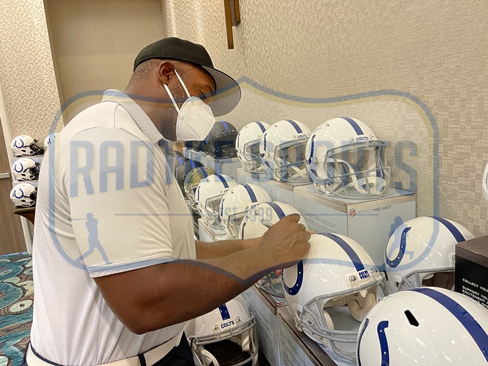 Dwight Freeney Signed Indianapolis Colts Current Authentic NFL Helmet Dwight Freeney Helmet dwight-freeney-indianapolis-colts-current-nfl, view 2, supplier stock photo