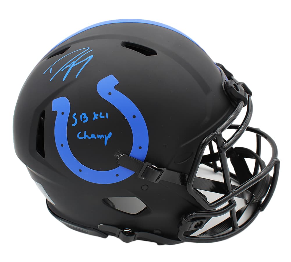 Dwight Freeney Signed Indianapolis Colts Speed Authentic Eclipse NFL Helmet with “SB XLI Champs” Inscription Dwight Freeney Helmet dwight-freeney-indianapolis-colts-speed-eclipse, supplier stock photo