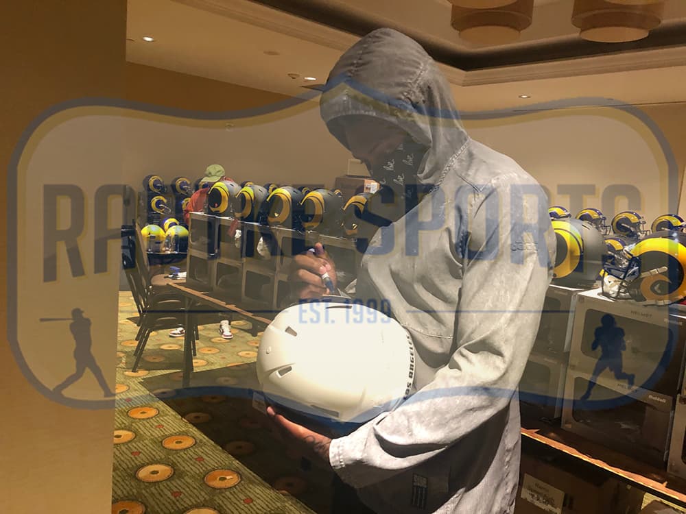Jalen Ramsey Signed Los Angeles Rams Speed Authentic White Matte NFL Helmet Jalen Ramsey Helmet jalen-ramsey-los-angeles-rams-speed, view 2, supplier stock photo