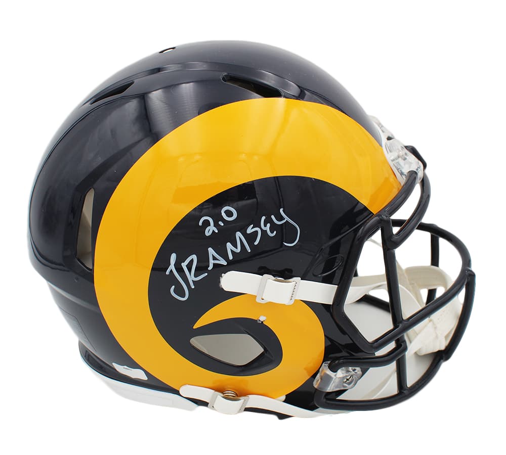 Jalen Ramsey Signed Los Angeles Rams Speed Authentic Throwback Yellow Horn NFL Helmet Jalen Ramsey Helmet jalen-ramsey-los-angeles-rams-speed, supplier stock photo